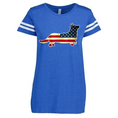 Patriotic 4th Of July Corgi Dog American Flag Enza Ladies Jersey Football T-Shirt