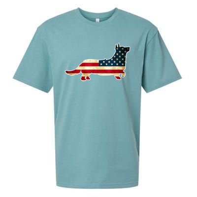 Patriotic 4th Of July Corgi Dog American Flag Sueded Cloud Jersey T-Shirt