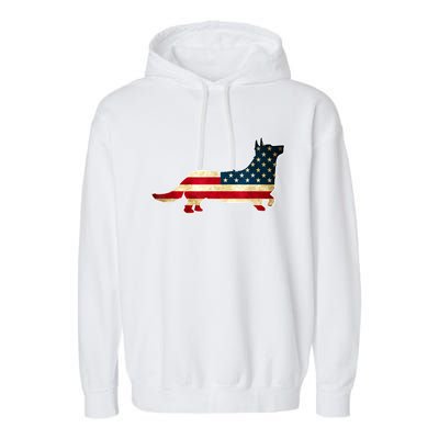 Patriotic 4th Of July Corgi Dog American Flag Garment-Dyed Fleece Hoodie