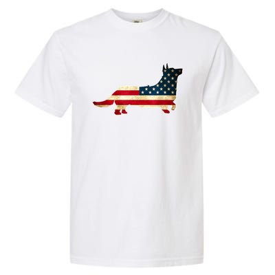 Patriotic 4th Of July Corgi Dog American Flag Garment-Dyed Heavyweight T-Shirt