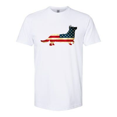 Patriotic 4th Of July Corgi Dog American Flag Softstyle CVC T-Shirt