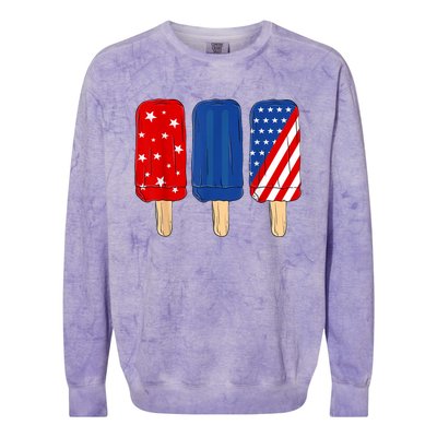 Patriotic 4th Of July Popsicles USA America Flag Summer Colorblast Crewneck Sweatshirt