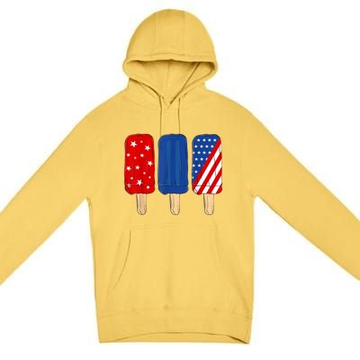 Patriotic 4th Of July Popsicles USA America Flag Summer Premium Pullover Hoodie