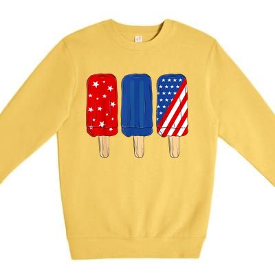 Patriotic 4th Of July Popsicles USA America Flag Summer Premium Crewneck Sweatshirt