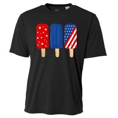 Patriotic 4th Of July Popsicles USA America Flag Summer Cooling Performance Crew T-Shirt