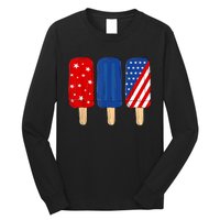 Patriotic 4th Of July Popsicles USA America Flag Summer Long Sleeve Shirt