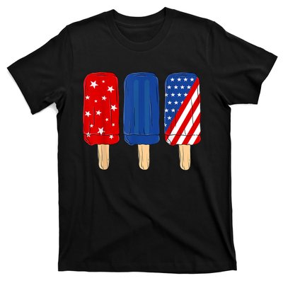 Patriotic 4th Of July Popsicles USA America Flag Summer T-Shirt