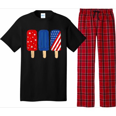 Patriotic 4th Of July Popsicles USA America Flag Summer Pajama Set