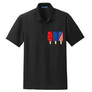 Patriotic 4th Of July Popsicles USA America Flag Summer Dry Zone Grid Polo