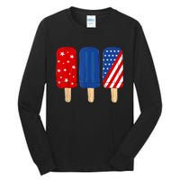 Patriotic 4th Of July Popsicles USA America Flag Summer Tall Long Sleeve T-Shirt