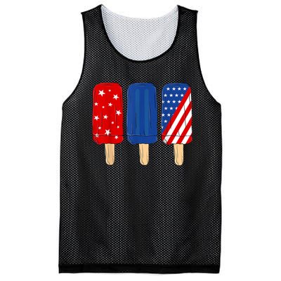 Patriotic 4th Of July Popsicles USA America Flag Summer Mesh Reversible Basketball Jersey Tank