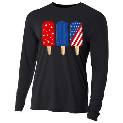 Patriotic 4th Of July Popsicles USA America Flag Summer Cooling Performance Long Sleeve Crew