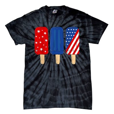 Patriotic 4th Of July Popsicles USA America Flag Summer Tie-Dye T-Shirt