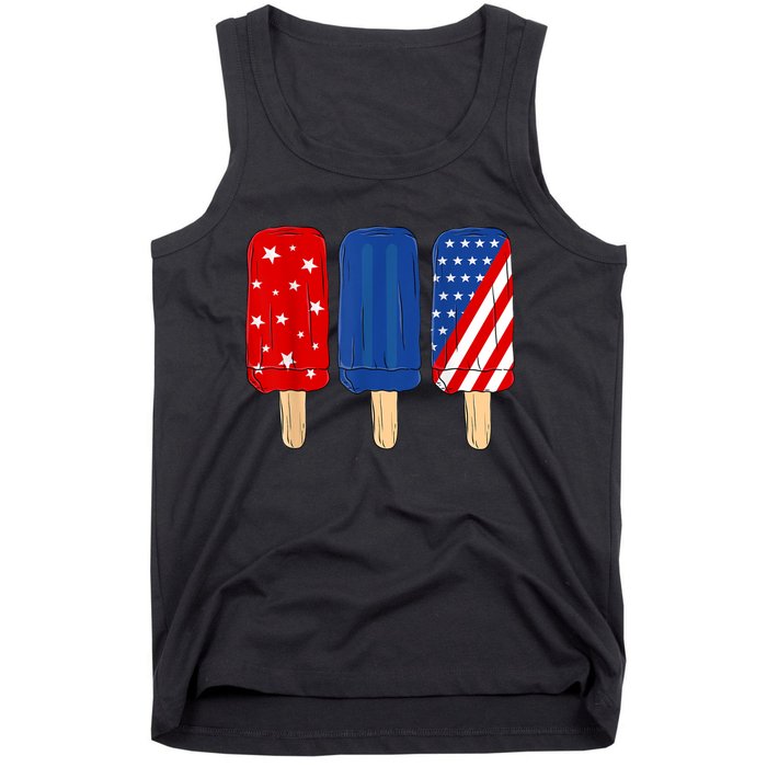 Patriotic 4th Of July Popsicles USA America Flag Summer Tank Top