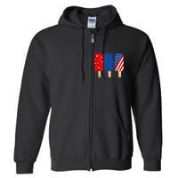 Patriotic 4th Of July Popsicles USA America Flag Summer Full Zip Hoodie