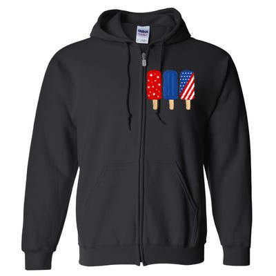 Patriotic 4th Of July Popsicles USA America Flag Summer Full Zip Hoodie