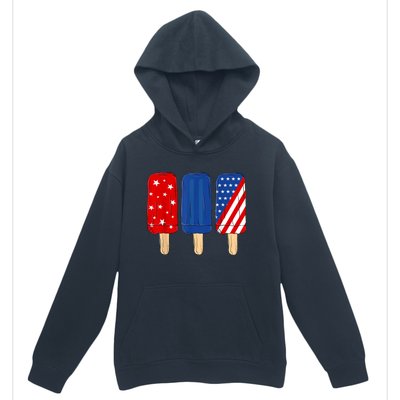 Patriotic 4th Of July Popsicles USA America Flag Summer Urban Pullover Hoodie