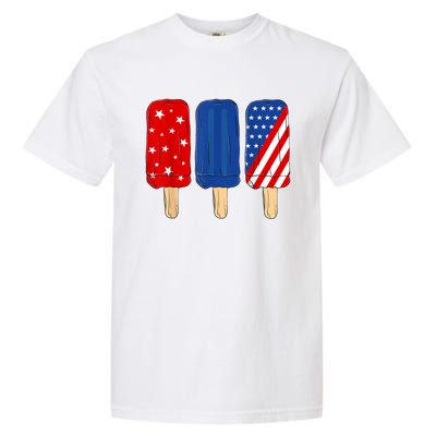 Patriotic 4th Of July Popsicles USA America Flag Summer Garment-Dyed Heavyweight T-Shirt