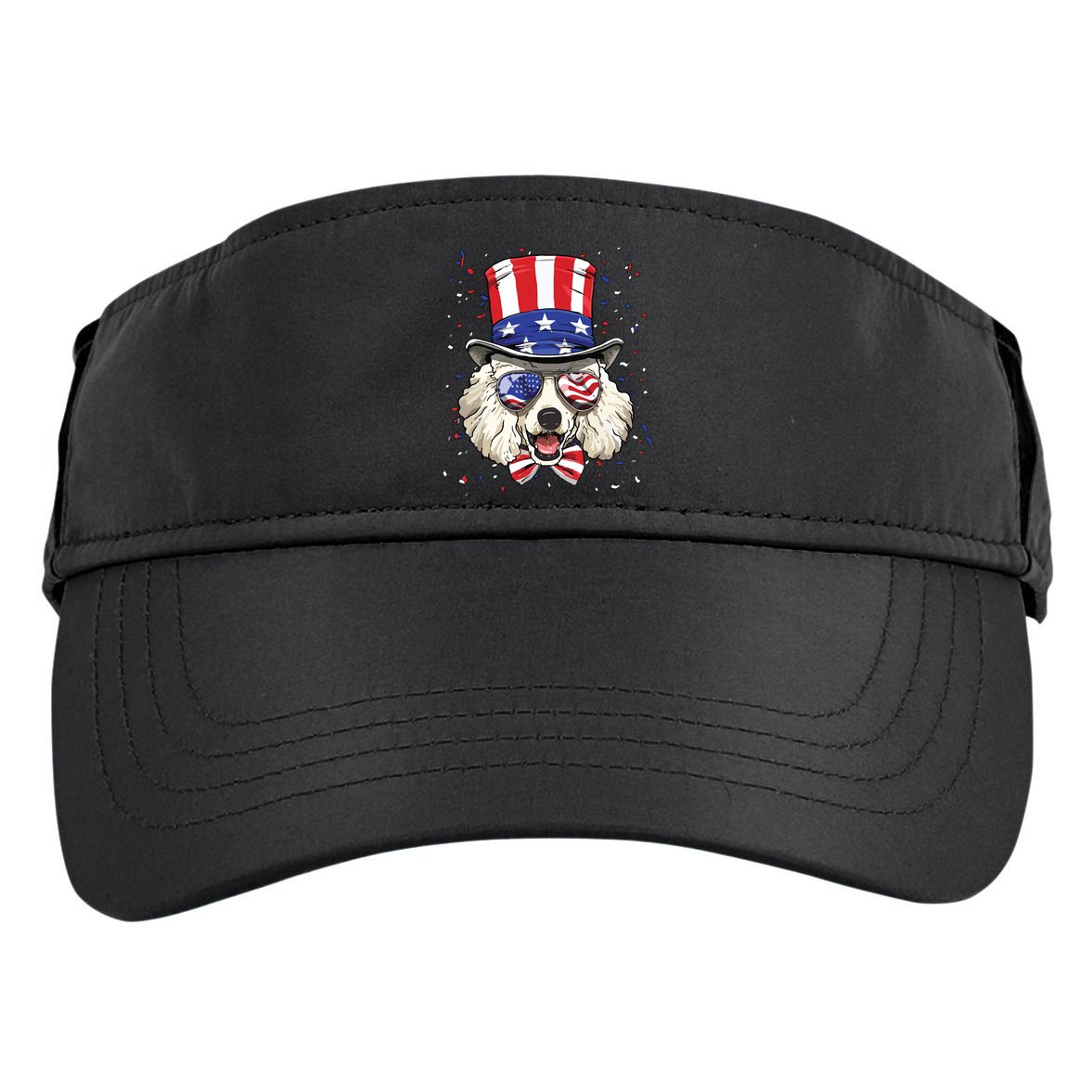 Poodle 4th Of July American Dog USA Flag Adult Drive Performance Visor