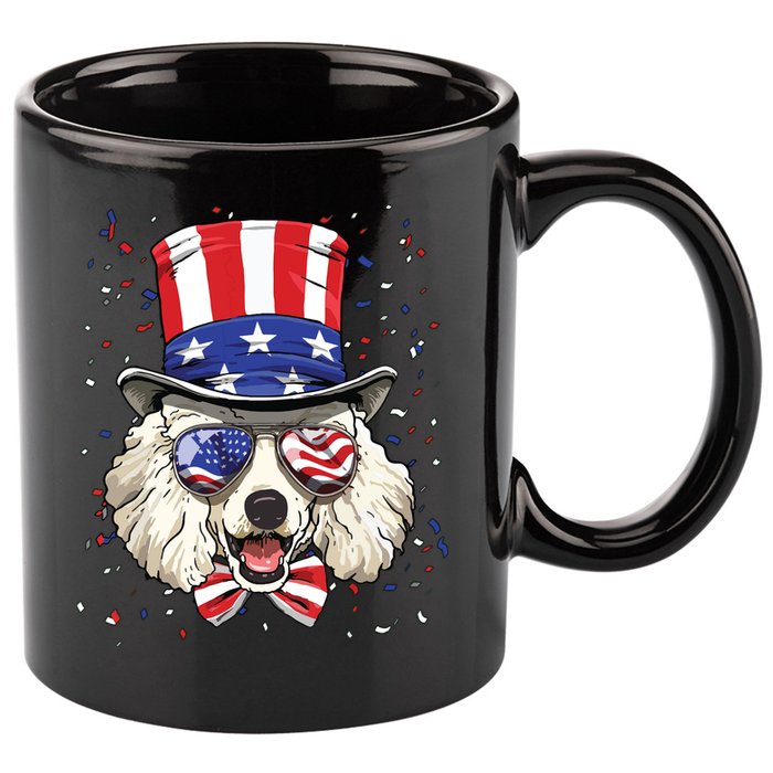 Poodle 4th Of July American Dog USA Flag 11oz C Handle Ceramic Mug