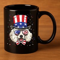 Poodle 4th Of July American Dog USA Flag 11oz C Handle Ceramic Mug