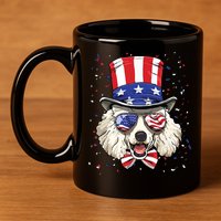 Poodle 4th Of July American Dog USA Flag 11oz C Handle Ceramic Mug