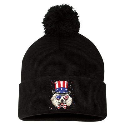 Poodle 4th Of July American Dog USA Flag Pom Pom 12in Knit Beanie