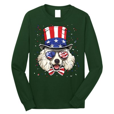 Poodle 4th Of July American Dog USA Flag Long Sleeve Shirt