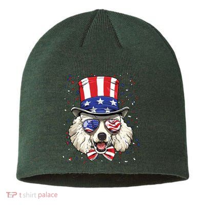 Poodle 4th Of July American Dog USA Flag Sustainable Beanie