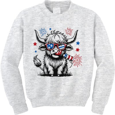 Patriotic 4th Of July Heifer Cow Kids Sweatshirt