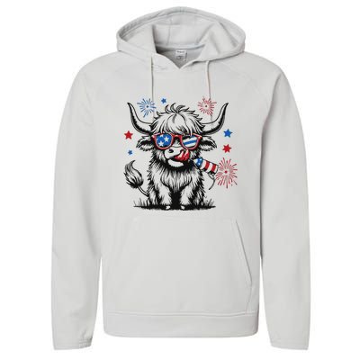 Patriotic 4th Of July Heifer Cow Performance Fleece Hoodie