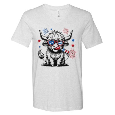 Patriotic 4th Of July Heifer Cow V-Neck T-Shirt