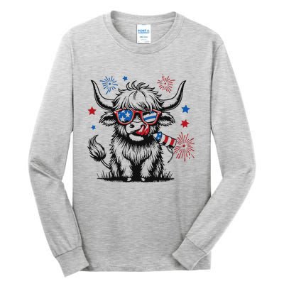 Patriotic 4th Of July Heifer Cow Tall Long Sleeve T-Shirt