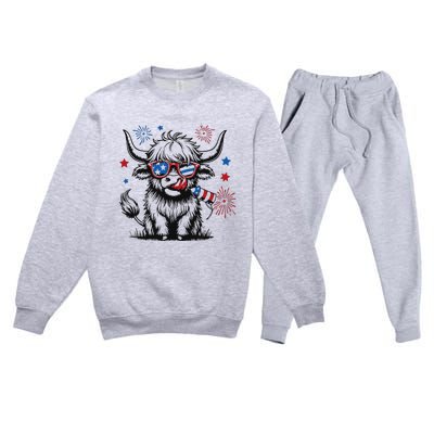 Patriotic 4th Of July Heifer Cow Premium Crewneck Sweatsuit Set