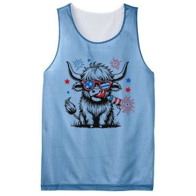 Patriotic 4th Of July Heifer Cow Mesh Reversible Basketball Jersey Tank