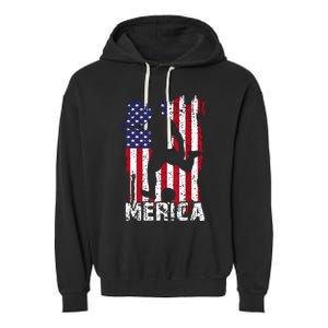 Patriotic 4th Of July Soccer Merica Usa Flag Boy Garment-Dyed Fleece Hoodie