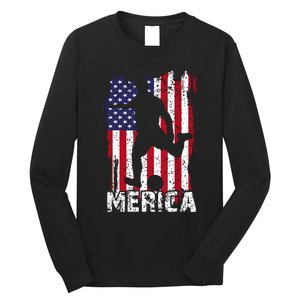 Patriotic 4th Of July Soccer Merica Usa Flag Boy Long Sleeve Shirt