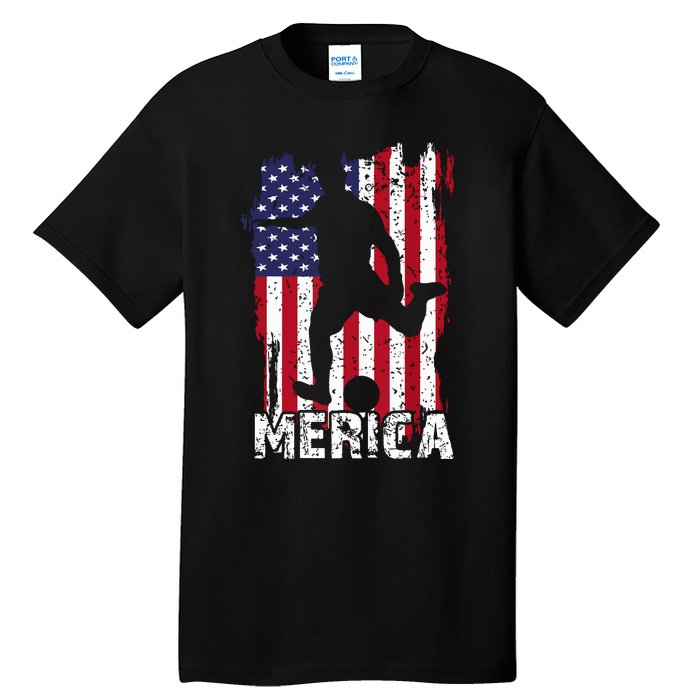 Patriotic 4th Of July Soccer Merica Usa Flag Boy Tall T-Shirt