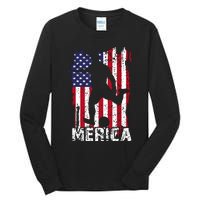 Patriotic 4th Of July Soccer Merica Usa Flag Boy Tall Long Sleeve T-Shirt