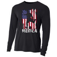 Patriotic 4th Of July Soccer Merica Usa Flag Boy Cooling Performance Long Sleeve Crew