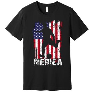 Patriotic 4th Of July Soccer Merica Usa Flag Boy Premium T-Shirt