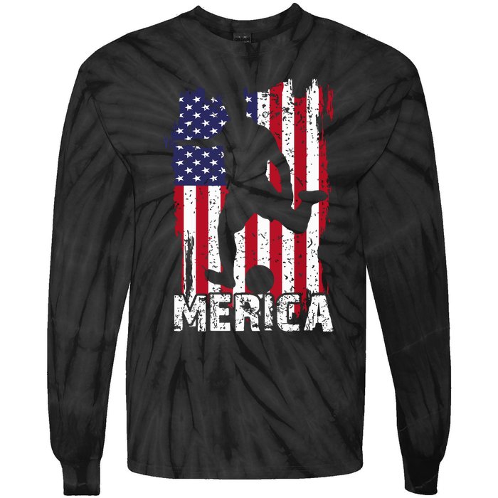 Patriotic 4th Of July Soccer Merica Usa Flag Boy Tie-Dye Long Sleeve Shirt