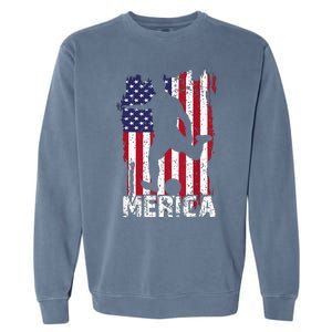 Patriotic 4th Of July Soccer Merica Usa Flag Boy Garment-Dyed Sweatshirt