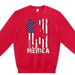 Patriotic 4th Of July Soccer Merica Usa Flag Boy Premium Crewneck Sweatshirt