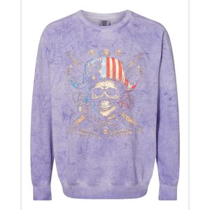 Pirate 4th Of July American Flag USA America Funny Colorblast Crewneck Sweatshirt