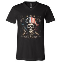 Pirate 4th Of July American Flag USA America Funny V-Neck T-Shirt