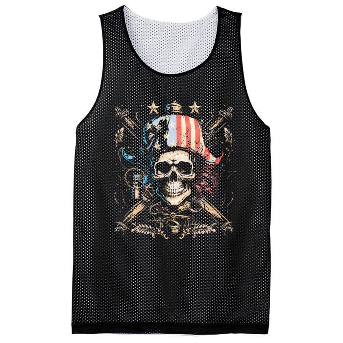 Pirate 4th Of July American Flag USA America Funny Mesh Reversible Basketball Jersey Tank