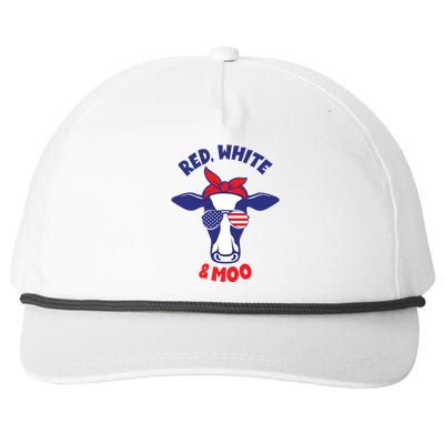 Patriotic 4th Of July Tee Red White And Moo Patriotic Cow Meaningful Gift Snapback Five-Panel Rope Hat