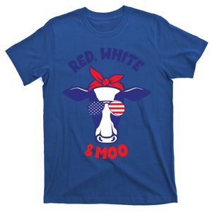 Patriotic 4th Of July Tee Red White And Moo Patriotic Cow Meaningful Gift T-Shirt