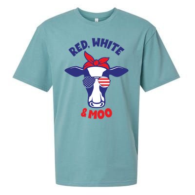 Patriotic 4th Of July Tee Red White And Moo Patriotic Cow Meaningful Gift Sueded Cloud Jersey T-Shirt